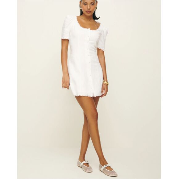 Reformation Women's 1315450WHT Size 12 White Anabella Linen Dress - Picture 1 of 10